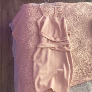 light pink solemion cocktail dress